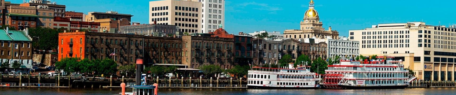 Downtown river view Savannah Bellesferry Downtown river view Savannah Bellesferry