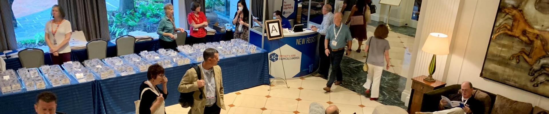 registration in Charleston Place hotel lobby