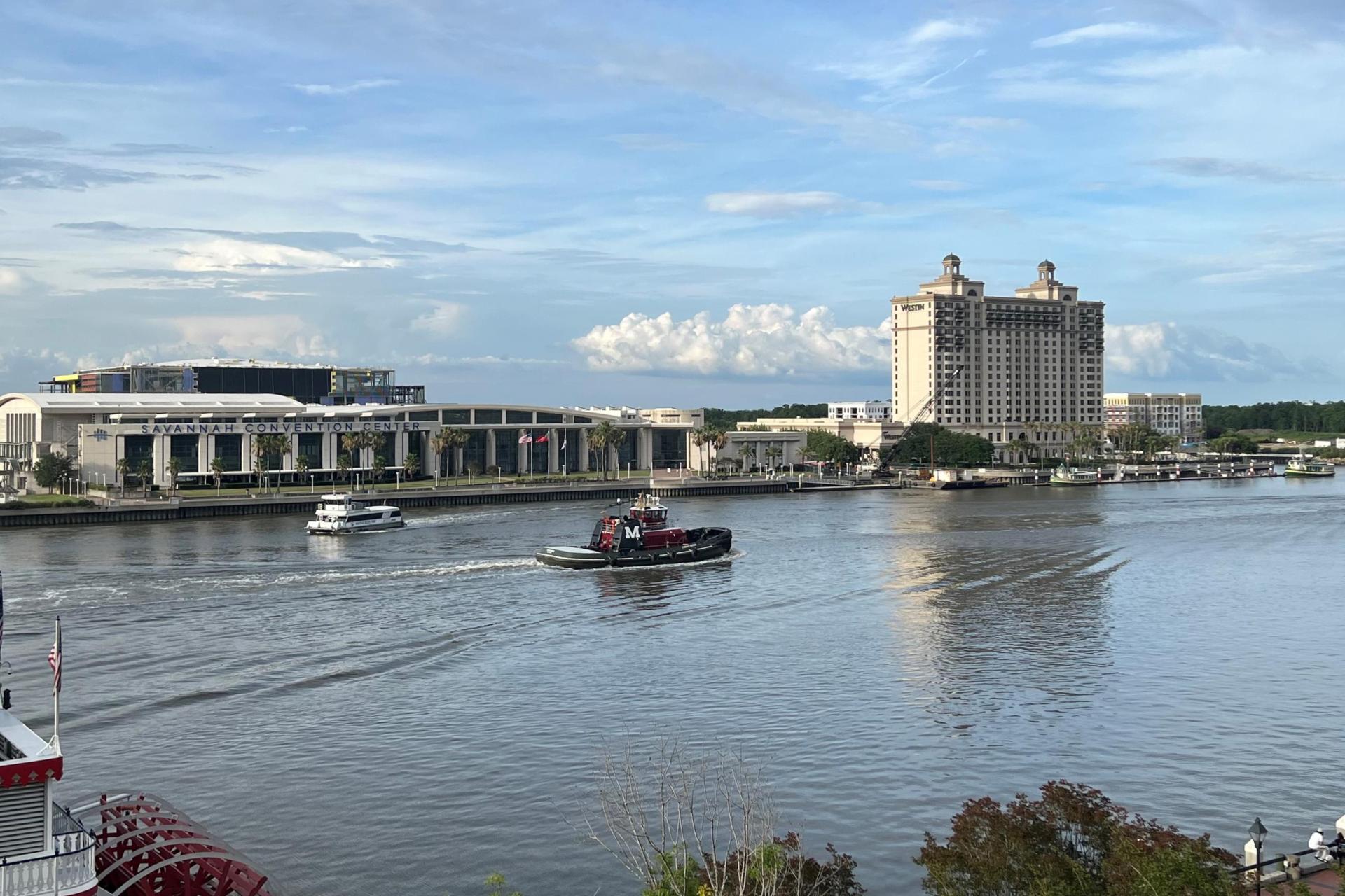 Savannah Convention Center  Westin Hotel from across the river