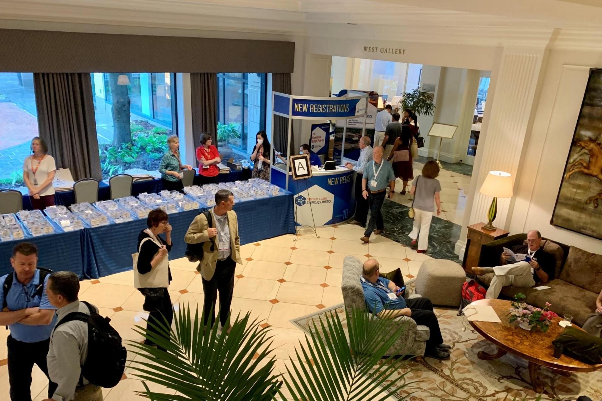 registration in Charleston Place hotel lobby