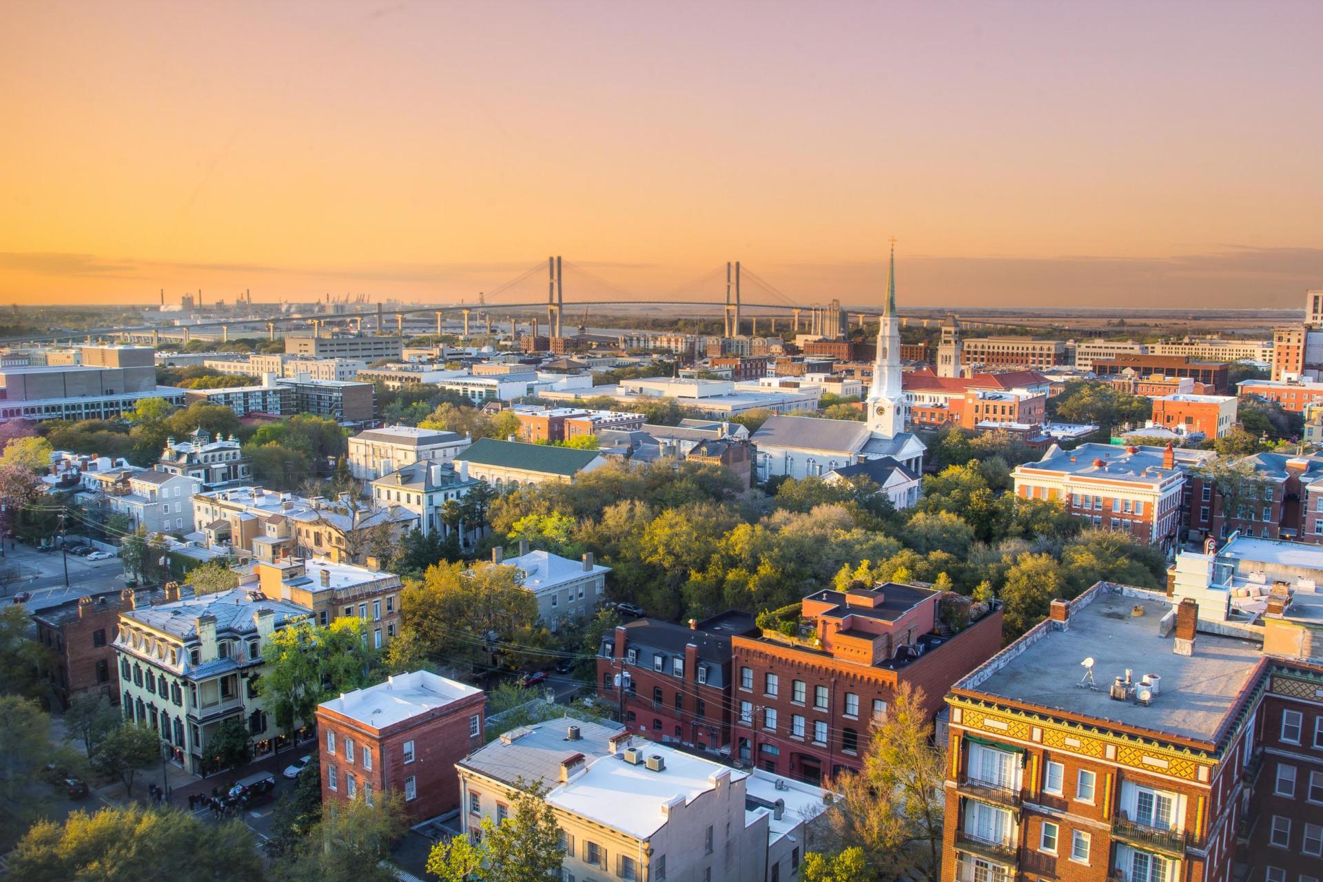 Orange Sunset Skyline of the Historic District